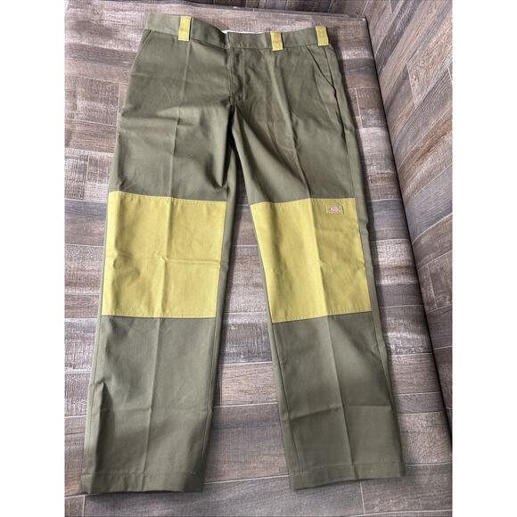 Dickies Men Slim Straight Double Knee Pants Two Tone Green‎ Size 38x32 - Picture 1 of 7